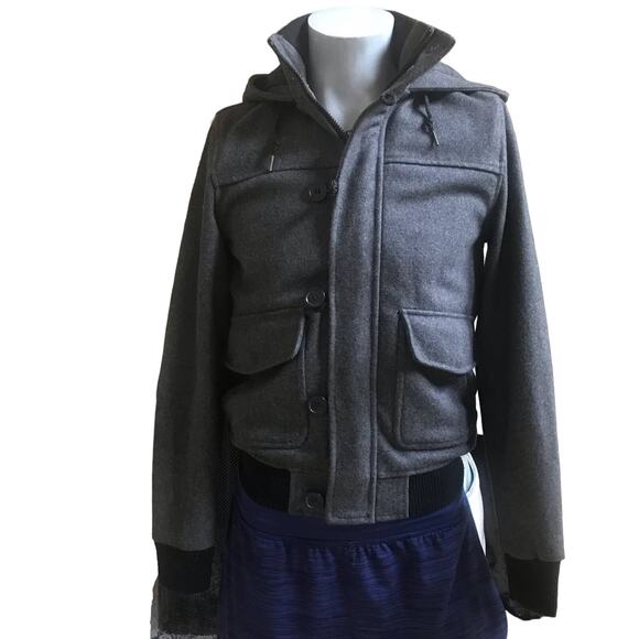 TopMan Wool Gray Full Zip Hooded Jacket Men's Size XS - Picture 1 of 10